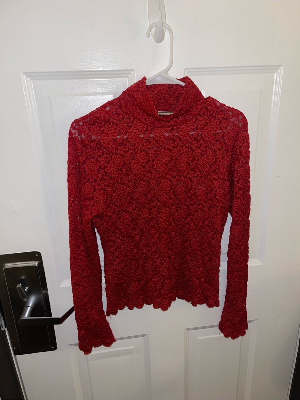 Forenza Vintage Red Lace Mock Neck Women’s Top - Sz Large